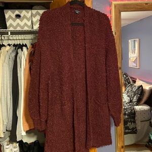 Oversized maroon cardigan